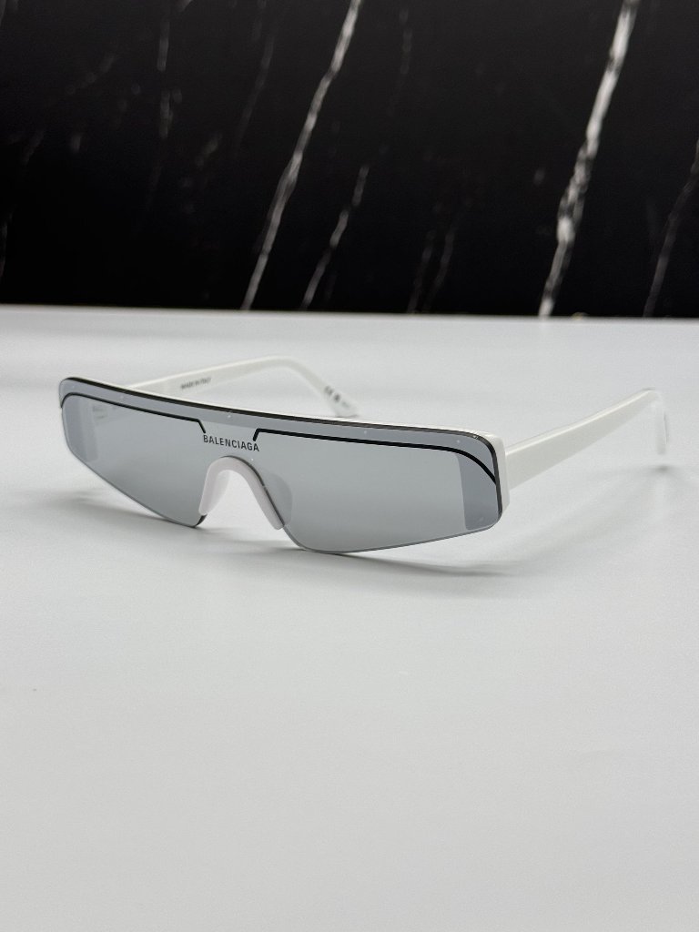 New Balenciaga Bb0003s 002 White Rectangle Unisex Sunglasses Balenciaga Eyewear